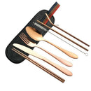 7pack Cutlery Tableware w/ Pouch Fork Spoon Straws Office Camping Picnic