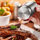 1X(Stainless Steel Seasoning Condiment Jar Glass Spice Pepper Salt Shakers