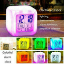 7 Colors LED Change Night Light Alarm Clock Digital Glowing Thermometer Calendar