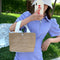 Women Straw Handbag Beach Woven Bucket Totes Travel Shopping Bag (White)