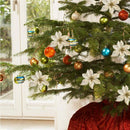 10 Glitter Multi Poinsettia Flower Christmas Wreath Tree Decorations Large 13cm