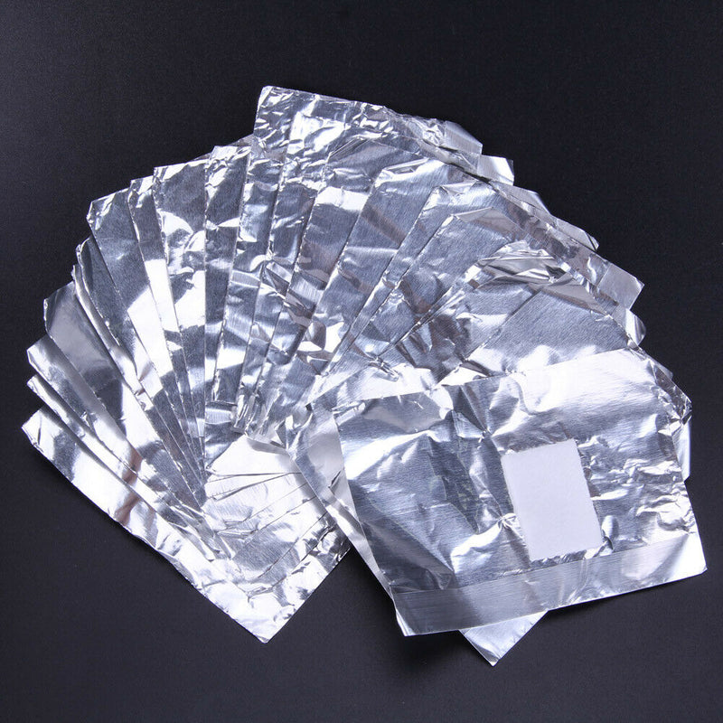 100pcs/bag Nail Art Tool Polish Nail Removal Tinfoil Sheet w/ Cotton inside