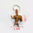 Lucky Elephant Keychain Key Ring Chain Evil Defends Gift Carving Wooden Pendant