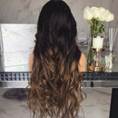 Women Synthetic Hair Full-Wigs Natural Long Wavy Wig Heat Resistant Black &Brown