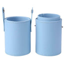 Leather Makeup Brush Holder Travel Cosmetic Pens Storage Cup Case (Blue) A