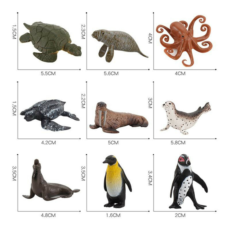 10 Pack Mini Ocean Animal Figures, Plastic Educational Sea Creature Toys
