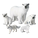 5Pieces Lifelike Solid Polar Animals Figures Arctic Animal Models Collection