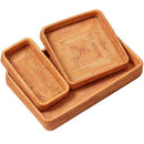 Set Of 3 Handmade Rattan Rectangle Serving Tray Wicker Serving Organizer Ta