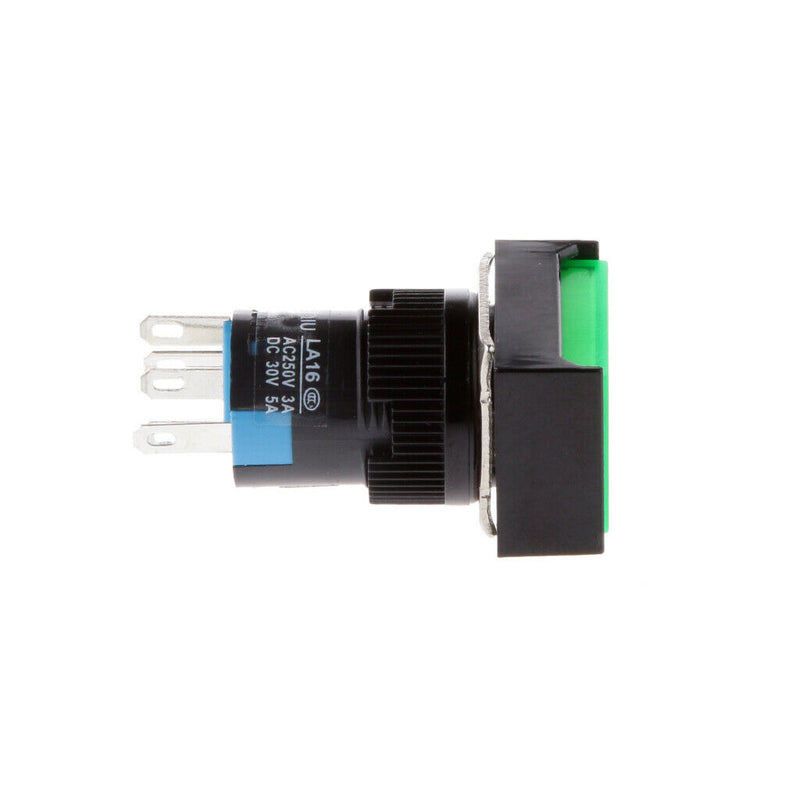 5pcs Green Illuminated Square Push Button DC 12V Momentary