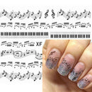 Women Music Note Water Transfer Nail Stickers Nail Tip Art Decals ManicureD S1K7