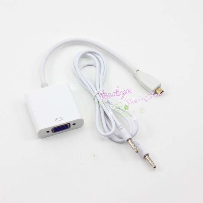 New HDMI Male to VGA Female Video Converter Adapter+3.5mm Audio Cable TV