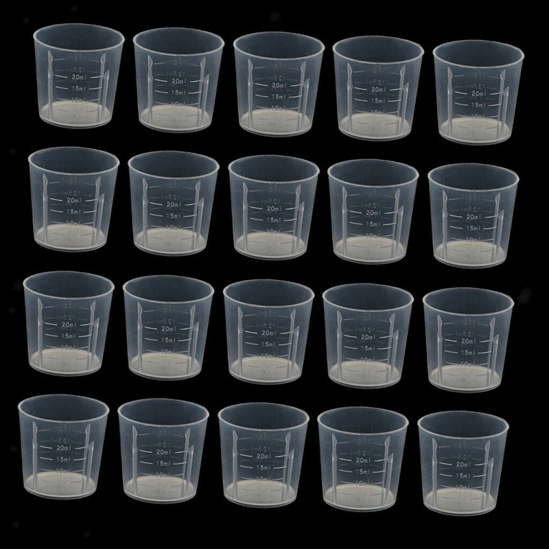 20pcs 20ml Plastic Lab Test Liquid Measuring Container Cups