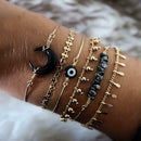 6pcs European Moon Bracelet Punk Retro Plated Bangles Women Jewelry Gift