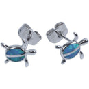 Turtle Earrings Synthetic Opal For Women Jewelry Blue J2O9