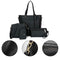 4pcs/Set Lichi Leather Tassels Women Tote Shoulder Clutch Card Bags (Black) A#S