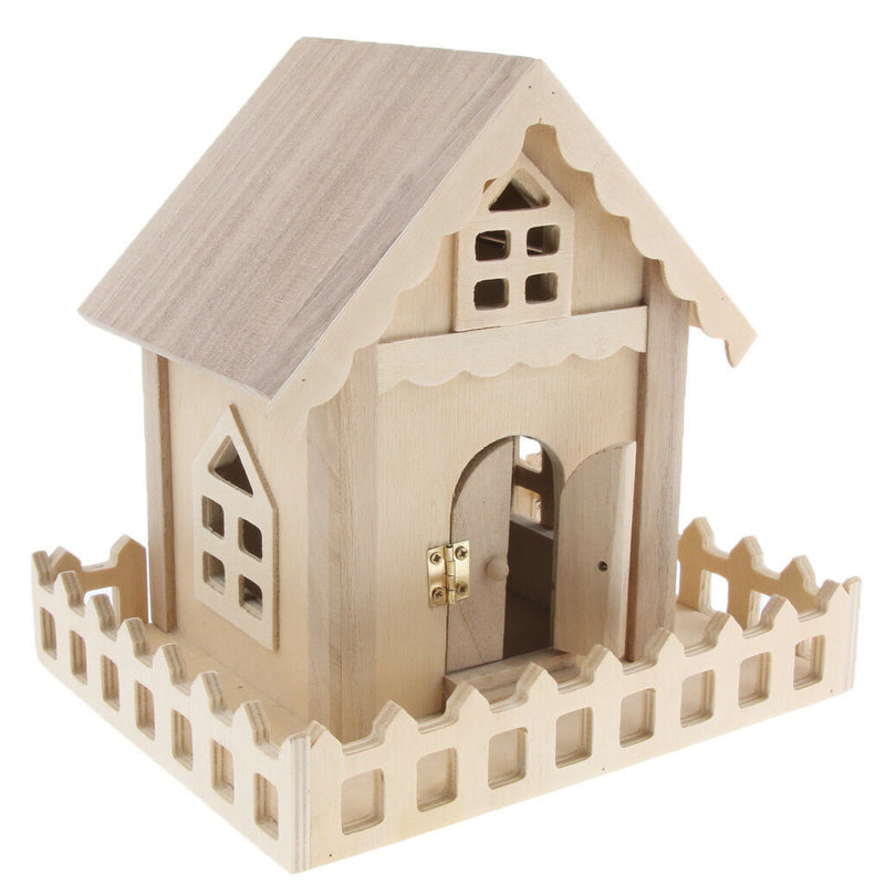 Wooden Bird House Perches Log Cabin for Outdoor / Indoor Hanging Decoration