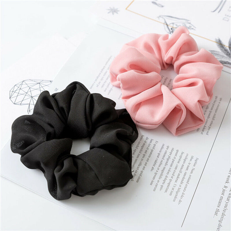 11Pcs Colorful Sheer Chiffon Flowrs Hair Scrunchies Large Intestine Rings Cloth