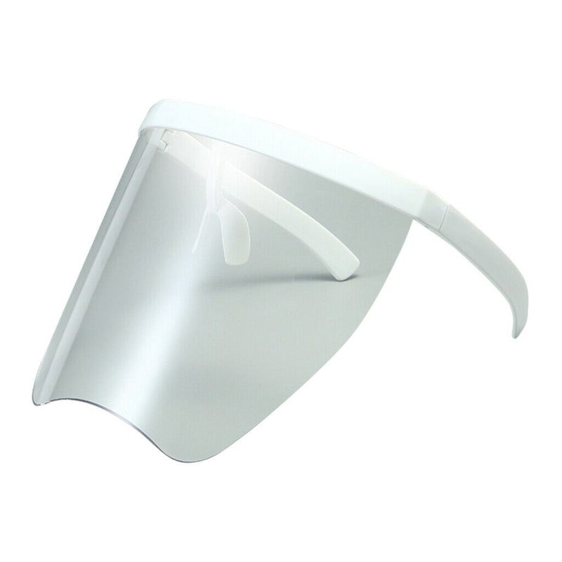 Large Full Face Shield Goggles Clear Lens Sunglasses Flat Top Wrap Visor White