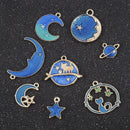 8Pcs/Set Enamel Planet Charms Pendant Jewelry Findings DIY Craft Making