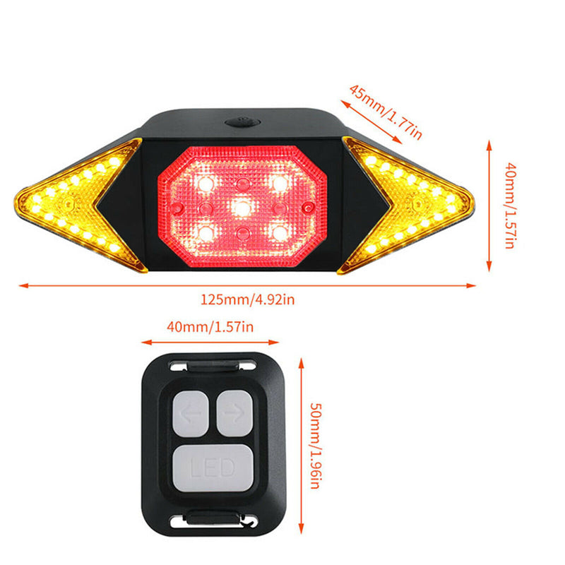 Rechargeable LED Bike Rear Lamp Wireless Remote Control Cycling Taillight