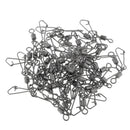 50pcs Stainless Steel Fishing Rolling Swivels with Hooked Snap Length 2.5cm