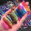 Large A Lot Of Titanium Rainbow Aura Lemurian Quartz Crystal Point Healing 100g-