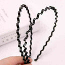 5pcs Unisex Sport Headband Black Head Hoop Band Hairband Metallic Wavy Hair O8W5