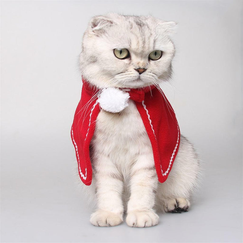 Pet Dog Cat Red Christmas Cloak Cape Xmas Halloween Holiday Costume Dress_S