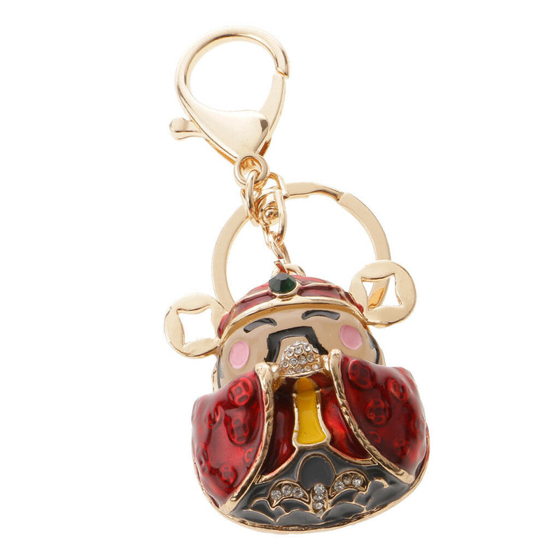 Chinese God of Wealth Fortune Keychain Keyring Charm Pendant New Year Gift