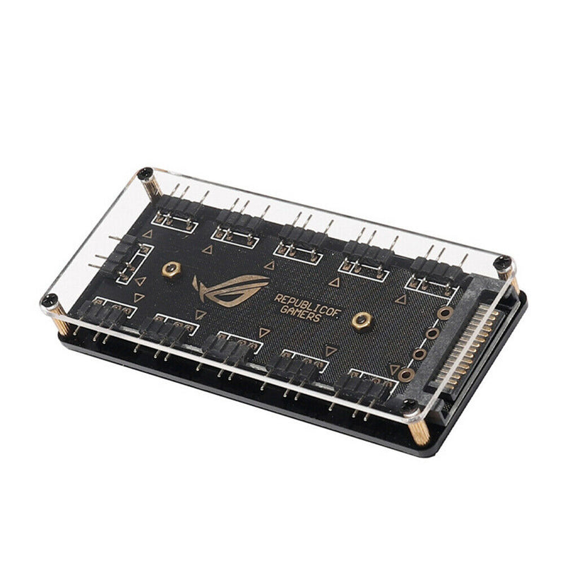 10 Ports RGB Fan HUB PC Desktop SATA Power 5V 3PIN ARGB Extension Splitter