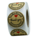1 Roll Of 500pcs Round Kraft Thank You Stickers Self Adhesive Labels Brown