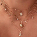 Boho Shell Crystal Pendant Necklace Women Sweater Clavicle Chain Jewelry