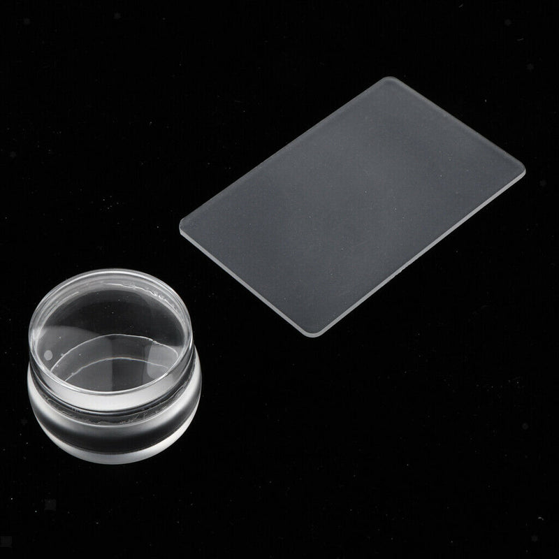 4cm Chunky Clear Jelly Transparent Soft Stamper and Scraper Set - Nail Art