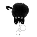 Black Cat Keychain Faux Fur Ball Key Ring Bag Tag Charm Handbag Pendant