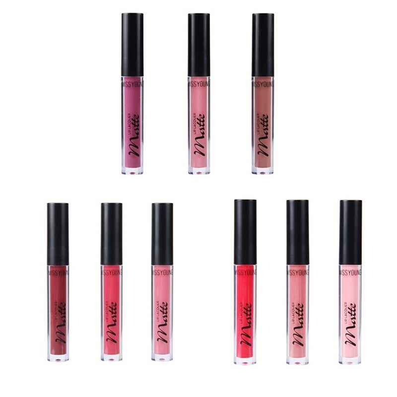 Missyoung 3Pc Shimmer Glitter Waterproof Long Lasting Matte Liquid Lipstick G1P6