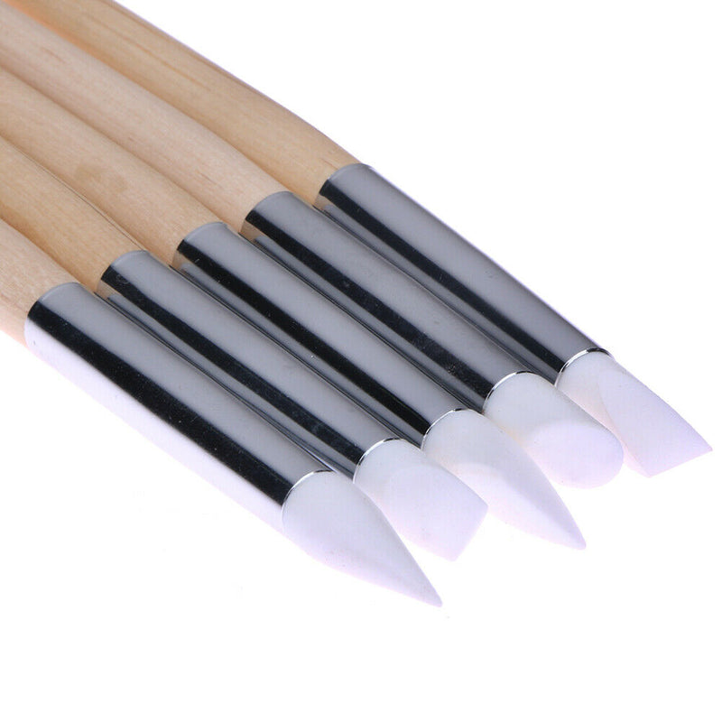 5pcs Nail Art Silicone Head Painting Pen Professional Nail Design Brush