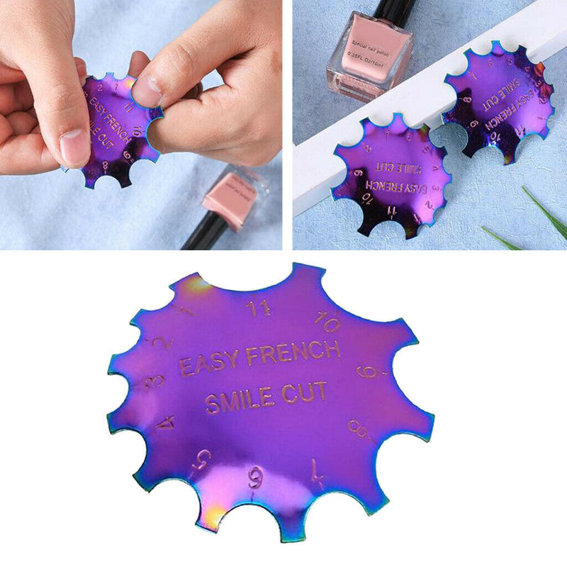 French Smile Line Edge Cutter Stencil Nail Art Trimmer Cutting Template