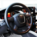 Black+Red PU Leather DIY Car Steering Wheel Cover 38cm With Needles and Thread