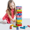 Colored Wooden Tower Stacking Game, Fine Motor Skill Building Blocks with Dice