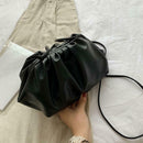 Fashion Women Shoulder Crossbody Bag PU Leather Solid Color Clutch (Black) SN9F