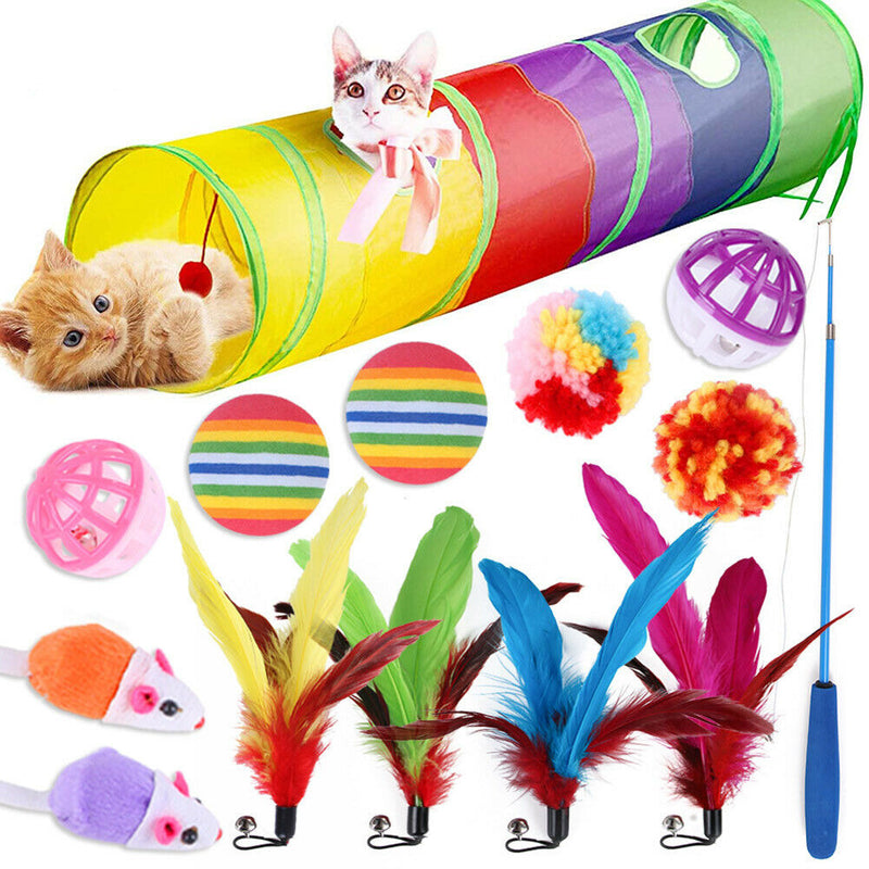 14pcs Cat Tunnel Toys Set Funny Pet Puzzle Collapsible Channel Playing Tube