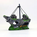 Aquarium Ornament Wreck Sailing Boat Sunk Ship Destroyer Fish Tank Cave Decor BX