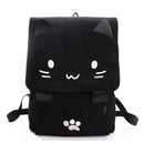 fashion Cute Cat Embroidery Canvas Student bag Cartoons Women Backpack Leis
