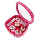 2 Set Mini Contact Lens Box Travel Soaking Case with Storage Zipper Pouch Rose