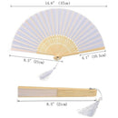 8Pcs Folding Fan White Silk Bamboo Handheld Folded Fan Bridal Dancing Props