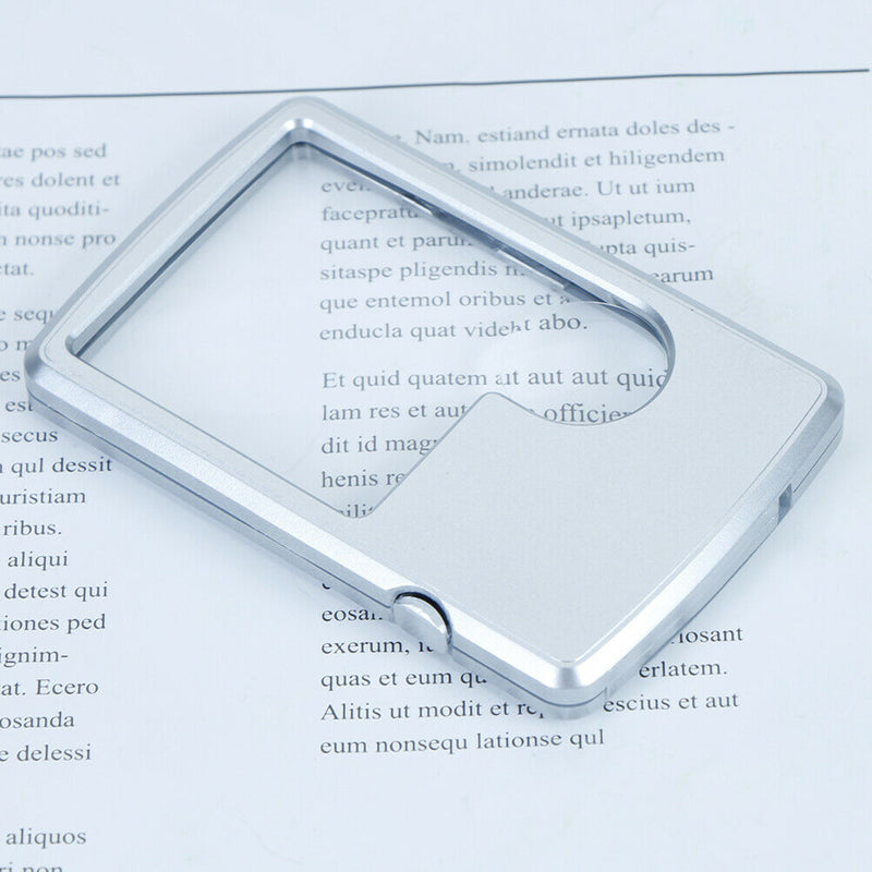 Credit Card Led Magnifier Loupe With Light Leather Case Magnifying Glass