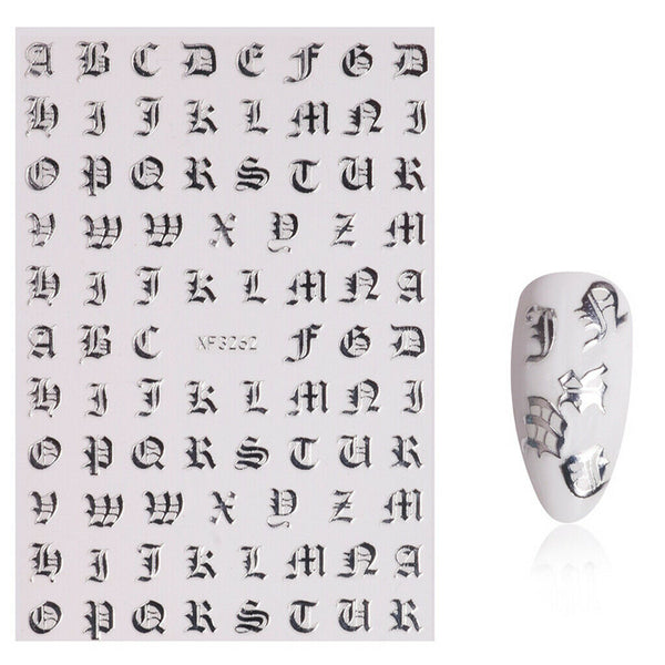 5 Color Adhesive Nail Transfer Stickers Letters Decals Stencils For Mirror Phone