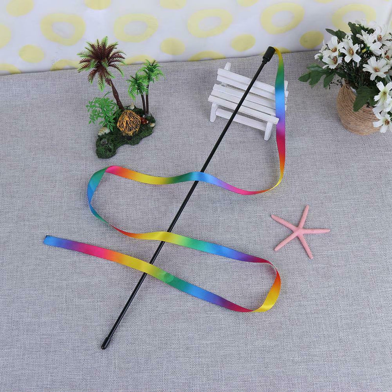 Rainbow Cloth Ribbon Tease Cats Rod Pets Kitten Interactive Scratching Toys # #s