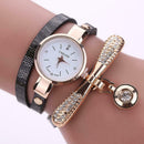 Fashion Luxury Rhinestone Bracelet Women Top Quartz Casual Watch Black