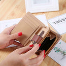 Leaf Hollow Women Short Clutch PU Leather Card Bag Short Wallet Solid Purse